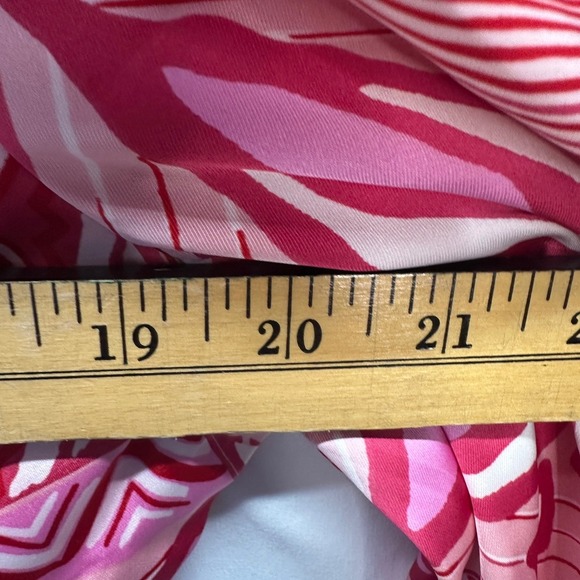 Caroline Constas Crop Top Pink Tribal Print Long Sleeve Blouse Keyhole Size L - Picture 7 of 8